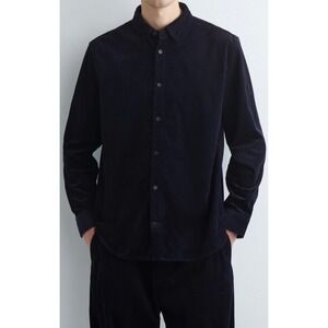 COS Mens Relaxed Fit Corduroy Shirt Navy Blue Cotton Button Down Size Medium